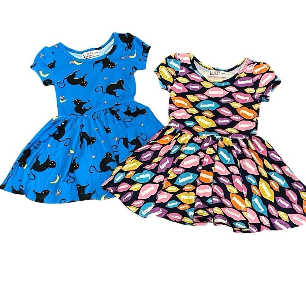 Dot Dot Smile 2 Halloween Twirl Short Sleeve Dresses Blue Black Multi 12-24 mos